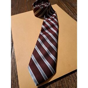 Aeropostale Mens Necktie Burgundy-Brown Silver 100% Polyester 2.5 Inch Wide